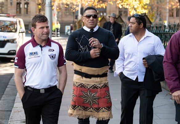 Former Manly player John Hopoate arriving.