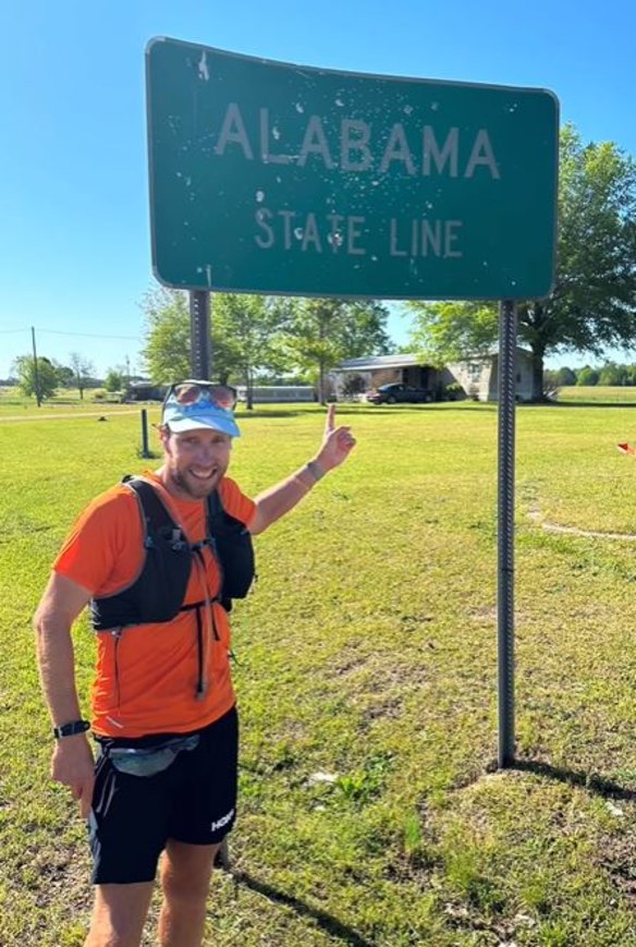 Tim Franklin in Alabama during his run across the US.