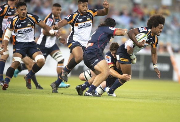 Brumbies winger Henry Speight limped off the field in the second half.