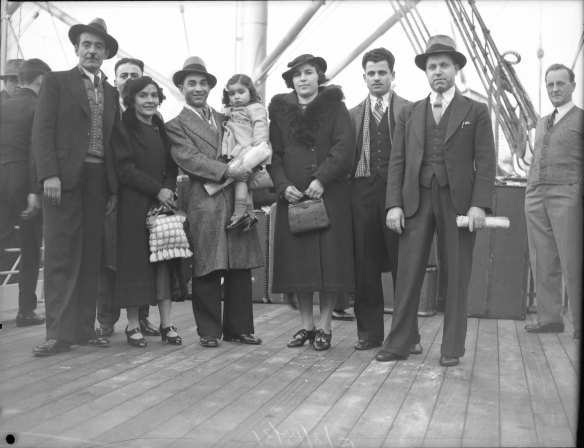 Italian immigrant passengers on the Otranto at Woolloomooloo, Sydney
on August 25, 1937