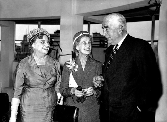 The Prime Minister with wife Dame Patti Menzies (middle) and Lady Elizabeth Fysh at the opening.