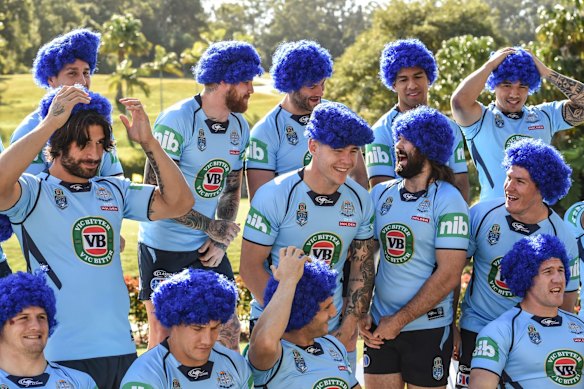 Nice and relaxed: The Blues squad wig up.