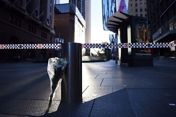Flowers left at Martin Place.