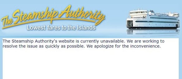 The Steamship Authority website after the ransomware attack.