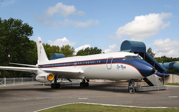 Elvis's Convair 880 Jet, built in 1958 and flown by Delta Air Lines on routes across the US before being retired in the '70s. Elvis bought it in 1975 for $US250,000. He renamed it the Lisa Marie after his daughter and reportedly spent another $US800,000 on refurbishing it.