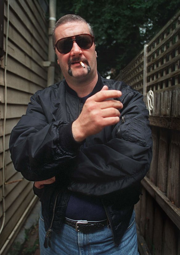 Ex-criminal Mark 'Chopper' Read back in Melbourne after farming in Tasmania in 2001.