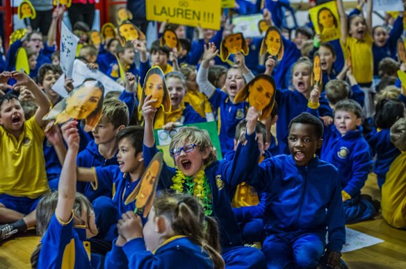 Giralang Primary school. The school where Olympic 400 meter hurdler teaches excitedly watches her compete in the semi-final event at the Rio Olympic games.