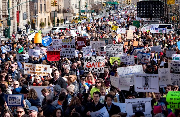 Massive crowds rally across US to protest tighter gun controls
