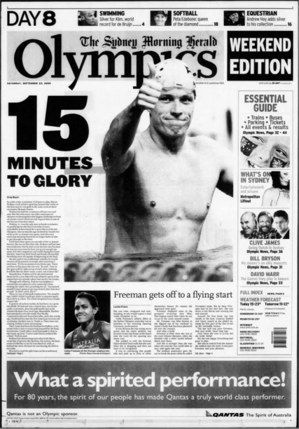 The Herald's Olympics front page on September 23, 2000.