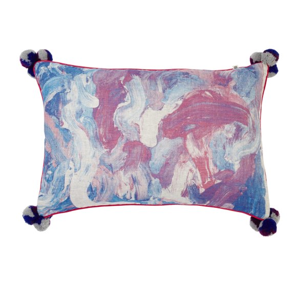 BROAD STROKES
Oil Paint Swirl cushion in purple and blue 
$155, 60x40cm, bonnieandneil.com.au
