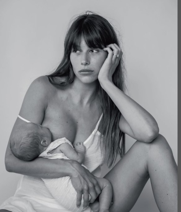 Model Helena Vestergaard breastfeeding her baby, River, in a feature in RUSSH magazine. 