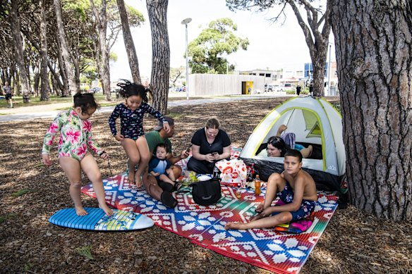 The Tafa family enjoying Australia Day in Cooks Park at Ramsgate Beach.  
