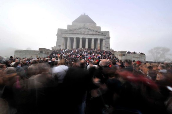 Anzac Day dawn service at the Shrine of Remembrance on St Kilda Road in Melbourne.