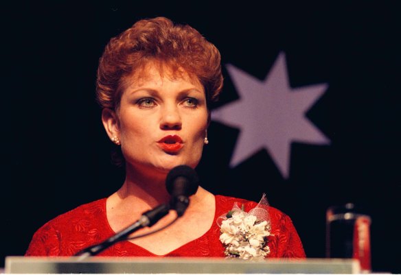 Pauline Hanson launches her party in Ipswich Civic Hall on April 11, 1997.