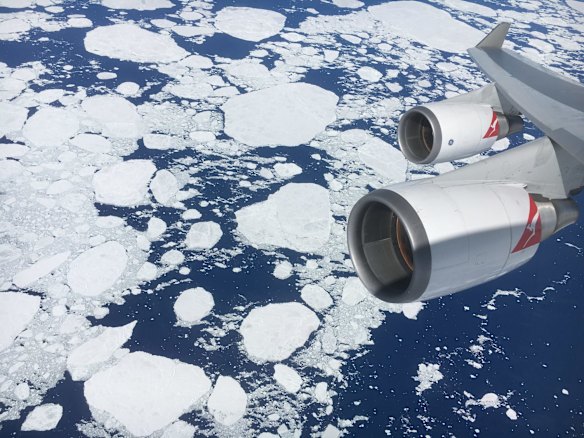 Sheet ice becomes visible as you approach the continent.