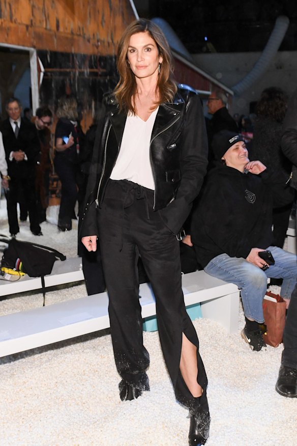 Cindy Crawford attends the Calvin Klein showcase.