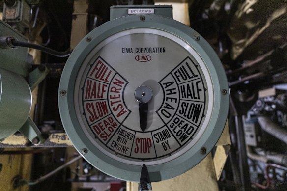 Signs of not going anywhere. Inside the engine room of the old South Steyne ferry.