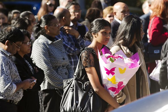 Crowds gathered outside the church at the Funeral service of Myruan Sukumaran, held at Day Spring Church, Castle Hill, Sydney.