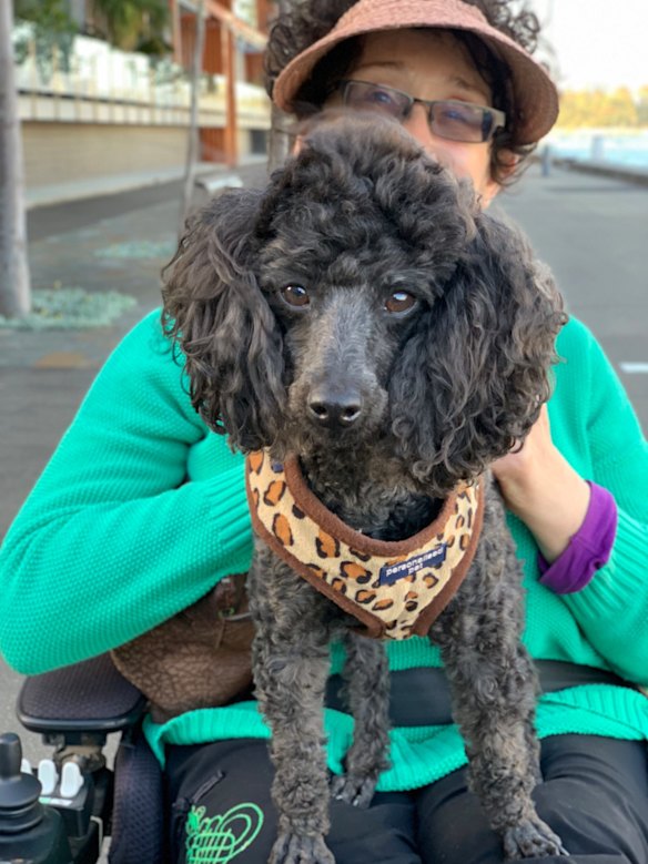 Pheona Mulligan with her dog Fergie at Pyrmont, Sydney.

