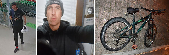 Jarrad Lovison and the bicycle he used on April 15.