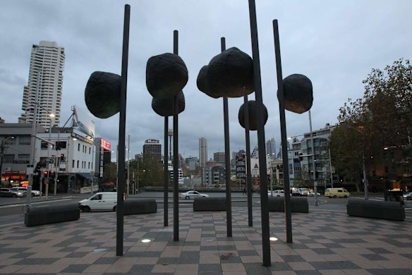 Ken Unsworth's Stones Against the Sky at the top end of William St, Kings Cross.