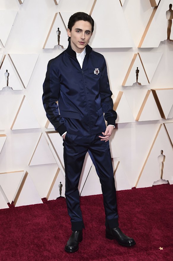 Timothee Chalamet arrives at the Oscars.