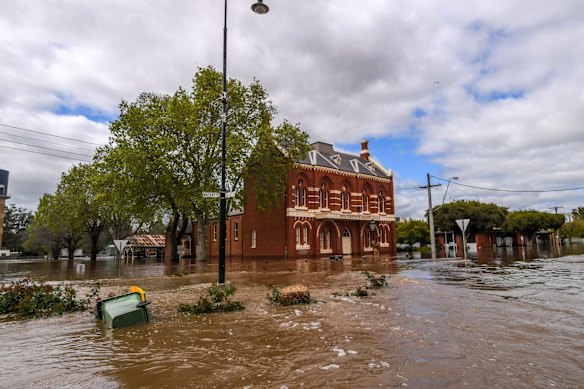 Flood waters devastate the town of Rochester in central Victoria.