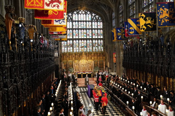 The committal service for Queen Elizabeth II underway at St George’s Chapel.