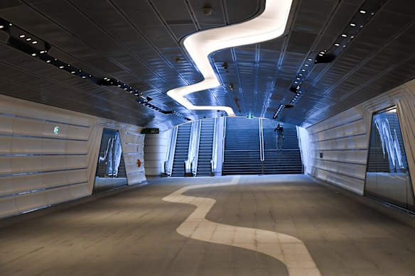 The walkway just before it opens to the public.