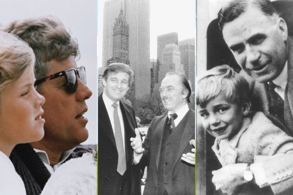 Pressure to succeed: Caroline Kennedy and father John F Kennedy; Donald Trump and father Fred Trump, Rupert Murdoch and father Keith Murdoch.