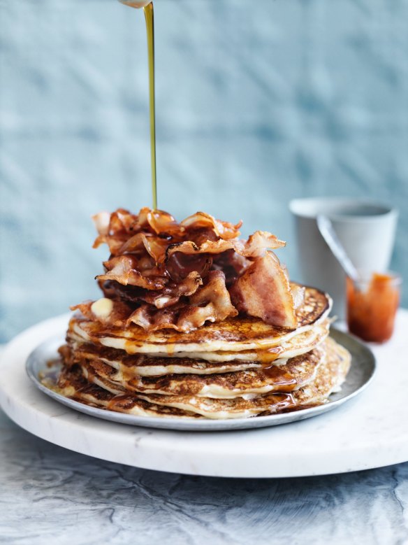 Canadian flapjacks with hot maple syrup.