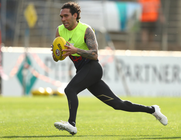 Harley Bennell in full flight at training on Wednesday.