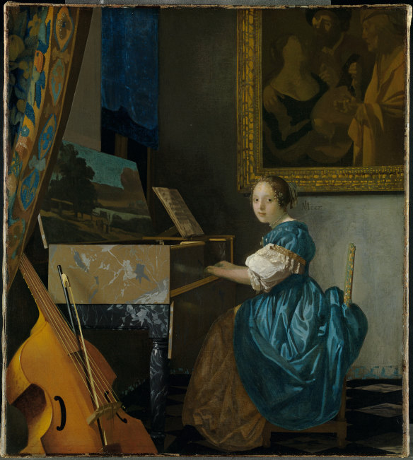 Johannes Vermeer’s A Young Woman seated at a Virginal has an aura of mystery.