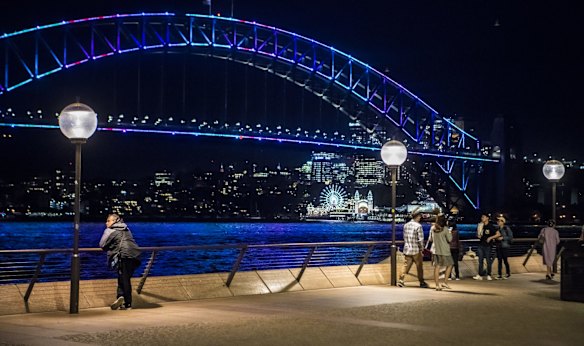Vivid lights up the Sydney Harbour Bridge.