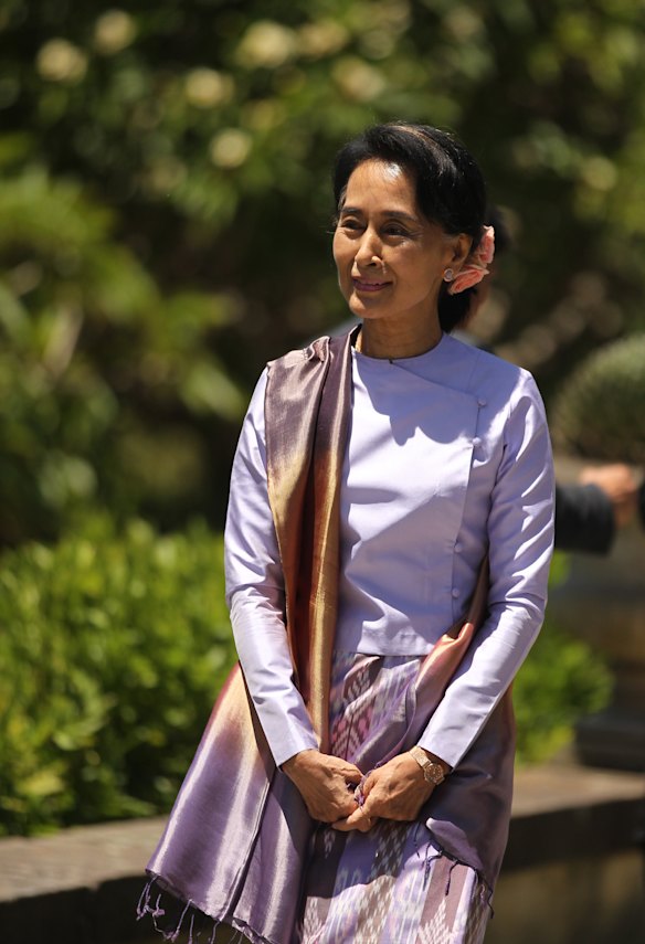 Aung San Suu Kyi en la Casa de Gobierno durante una visita a Sydney en noviembre de 2013. 