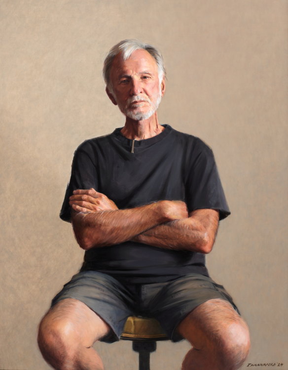 Tsering Hannaford’s ‘Meditation on seeing (portrait of Dad)’, oil on board.