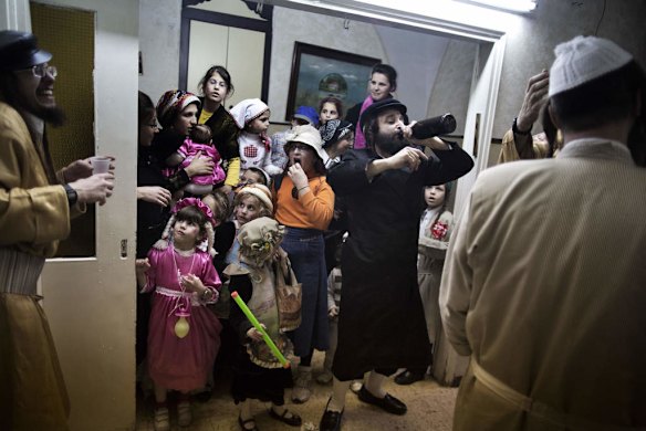 Ultra-Orthodox Jews celebrate the Jewish festival of Purim.