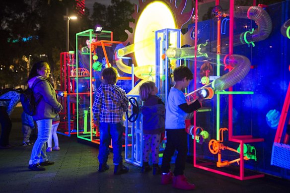 Interactive installations at Vivid in Tumbalong Park.