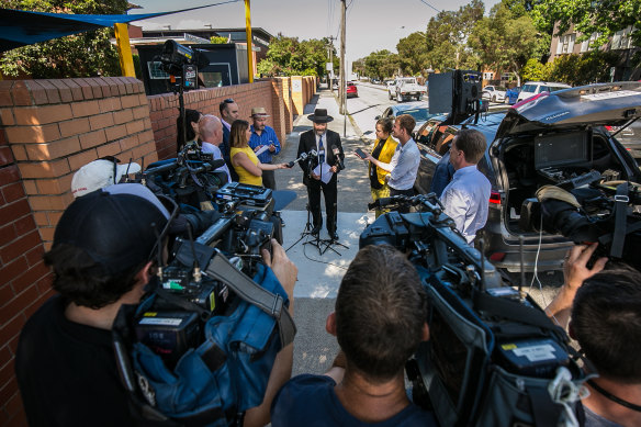 Yeshivah - Beth Rivkah Colleges principal Shimon Waronke addresses the media about the school's closure.