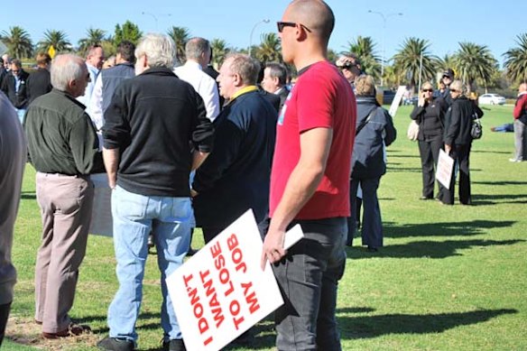 About 1200 mining workers and families told Kevin Rudd to 'axe the tax'. Photo: Chalpat Sonti