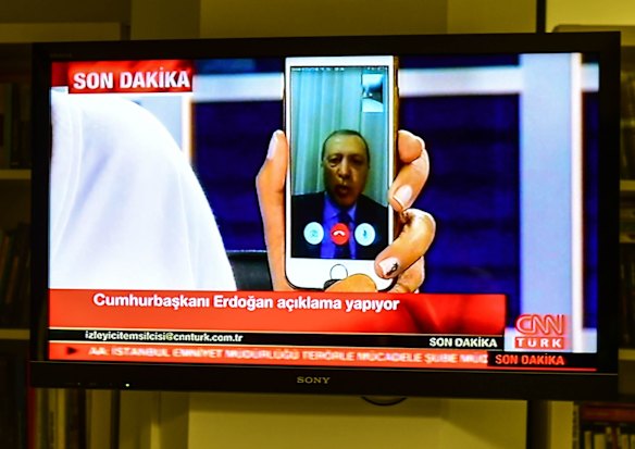 Turkish President Recep Tayyip Erdogan speaks on CNNTurk via a Facetime call.