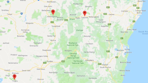 Fires are burning at Tingha, Wallangarra and Tabulam in north-eastern NSW.