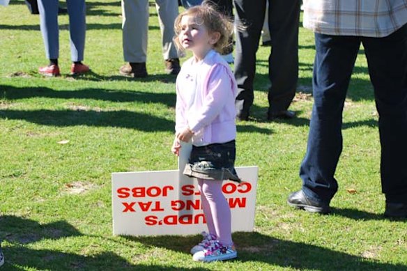 About 1200 mining workers and families told Kevin Rudd to 'axe the tax'. Photo: Chalpat Sonti