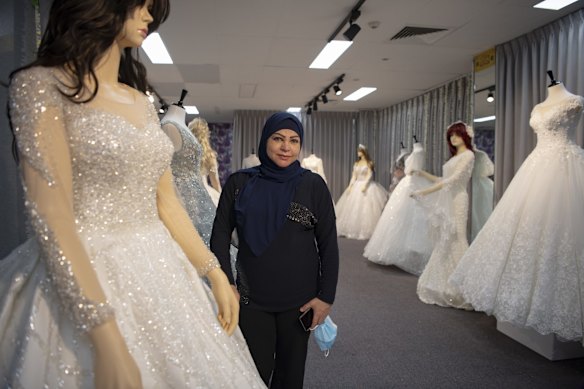Wafa Rabeie from Paradise Bridal Boutique in Fairfield after the Covid-19 stay at home lockdown orders are lifted.