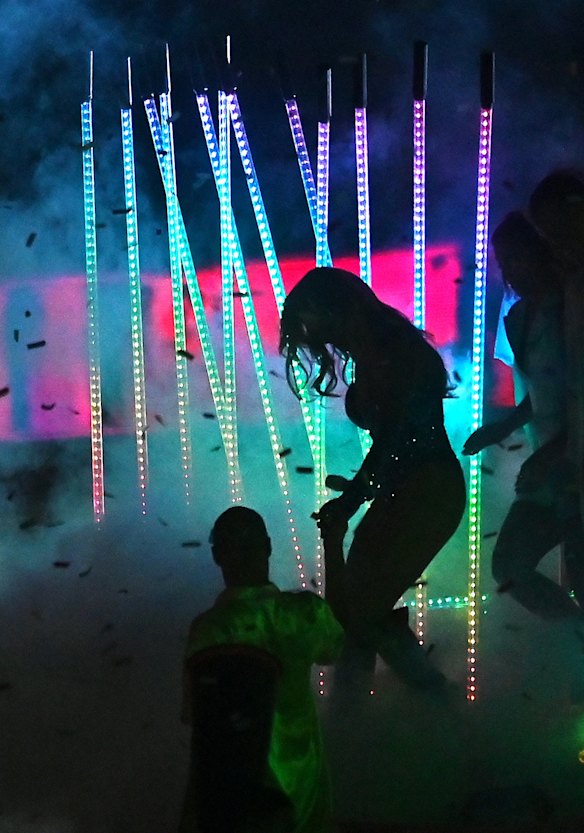 Rita Ora performs during the 43rd Sydney Gay and Lesbian Mardi Gras Parade.