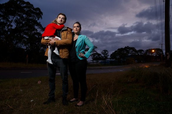Whitebridge residents Tim & Rhiannon Smith and their daughter Olivia, 3, are concerned about a cellphone tower which is being built only a couple hundred meters from their home. 