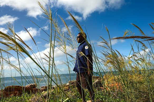 Aboriginal Remote Community closures in WA. Bardi Jawi Rangers Zac Esai working at Ardyaloon on the Dampier Peninsula.