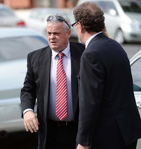 Funeral of Chris Lane at Saint Thereses Parish Church in Essendon , Chris's father Peter Lane  arriving at the service