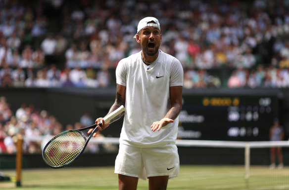 Kyrgios’ frustration began to show in the third set, and he took aim at his support box.
