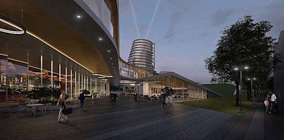 The rebuilt Casino Canberra including new bars and restaurants extending out to City Walk.